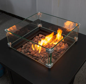 Boxtel Square Glass Fire Pit Table